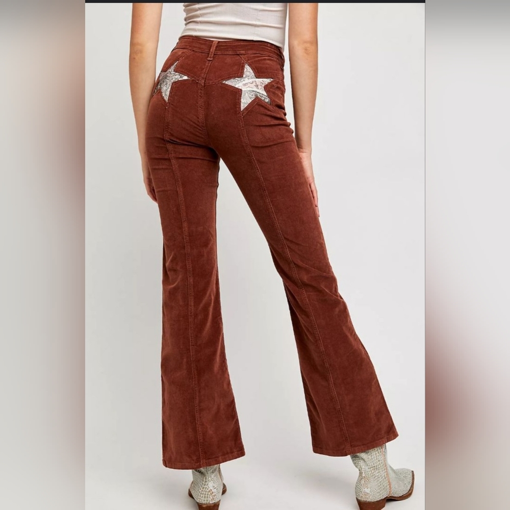 We The Free Brown Boot Cut Jeans with Silver Stars